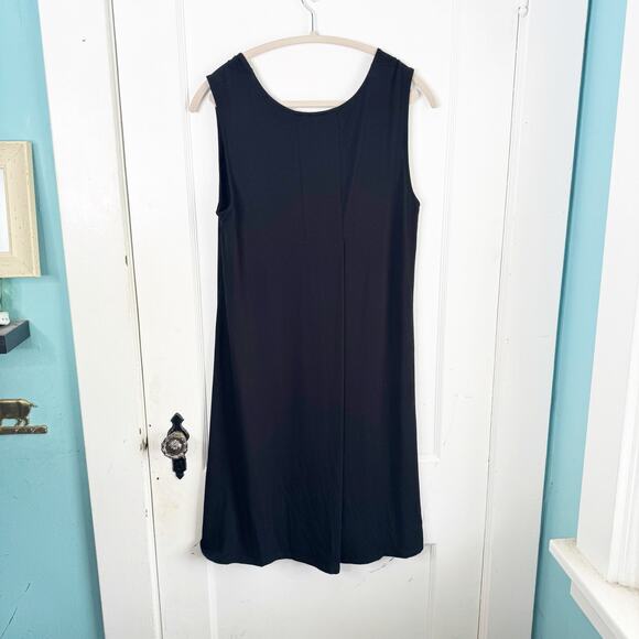 Eileen Fisher Black Classic Sleeveless Swing Dress Viscose Lycra Back Detail M - Picture 8 of 11